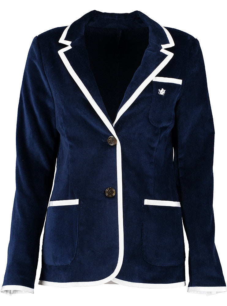 Women's Navy & White Terry Cloth Toweling Blazer