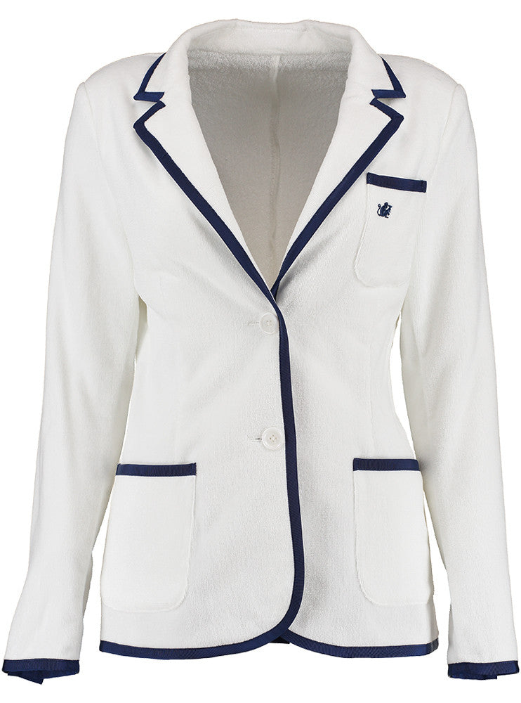 Women's White & Navy Toweling Blazer