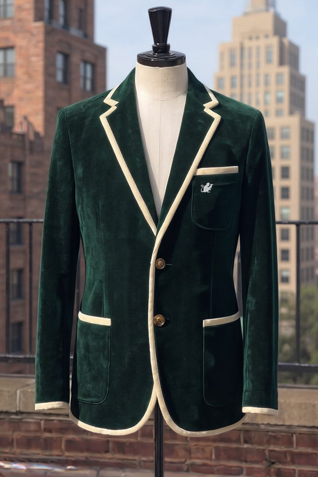 Men's Hunter Green Blazer with Ivory Trim