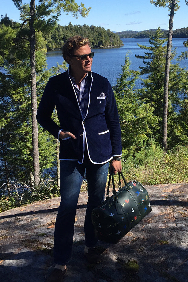 Men's Navy & White Terry Cloth Toweling Blazer