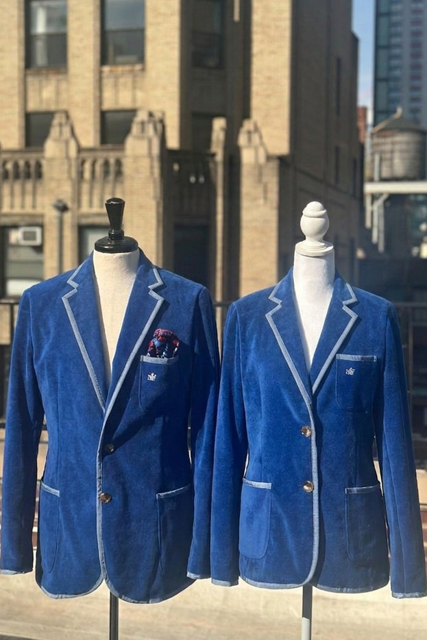 Men's Royal Blue Blazer with Silver Blue Trim
