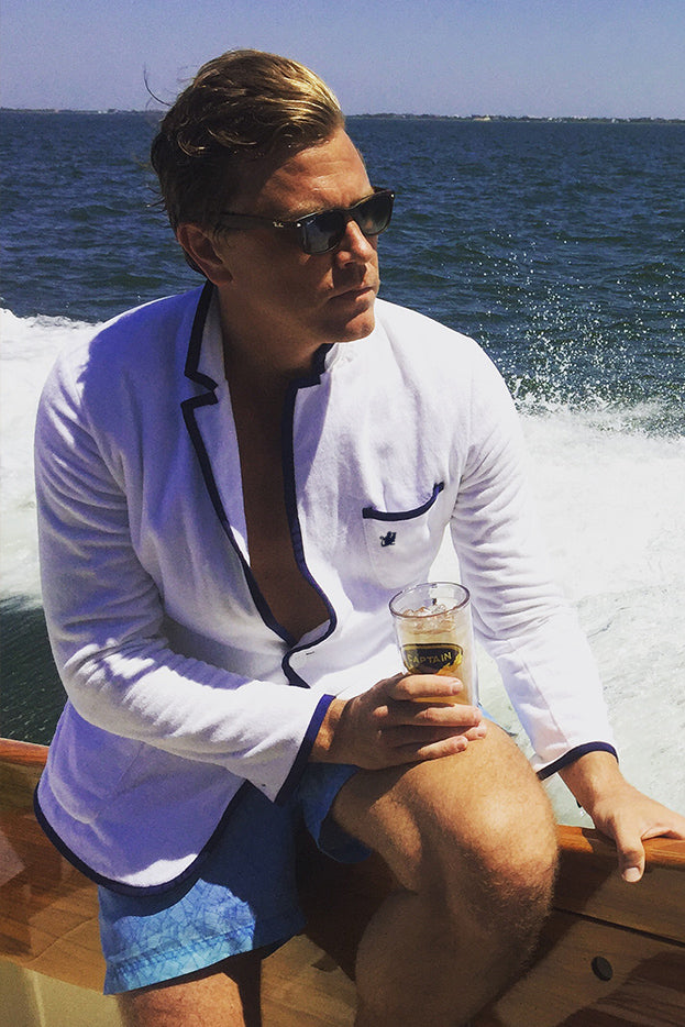 Men's White & Montauk Navy Terry Cloth Toweling Blazer